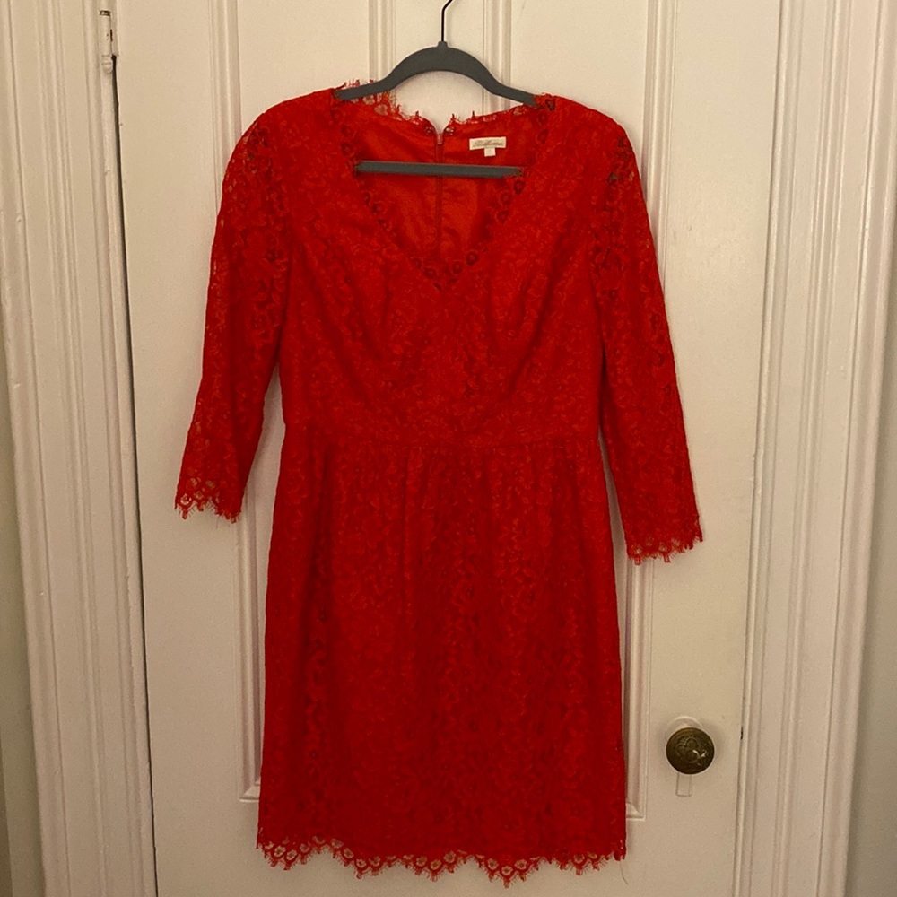 Shoshanna red lace dress